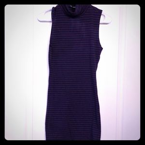 Striped turtleneck midi dress